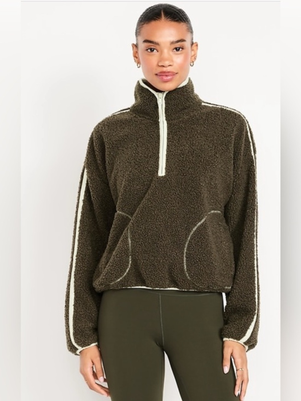 NEW…Loose Sherpa Half-Zip Pull Over